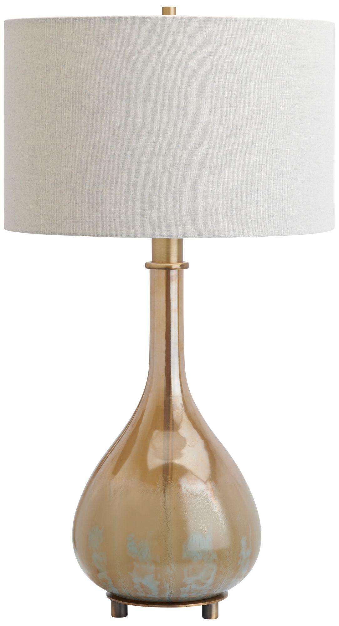 Image 2 29.25" Glass Table Lamp with Oat Linen Drum Shade more views