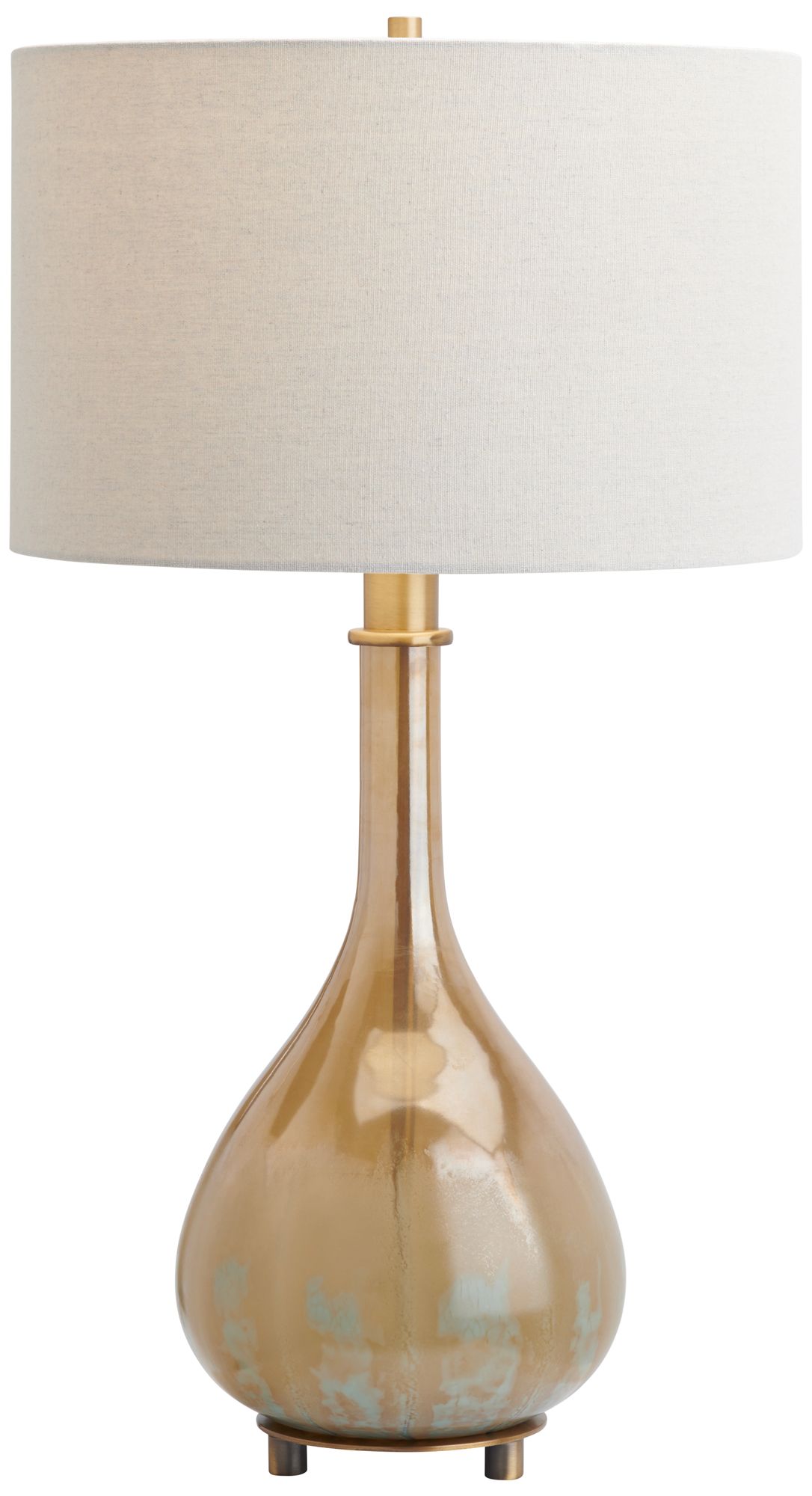 Image 3 29.25" Glass Table Lamp with Oat Linen Drum Shade more views