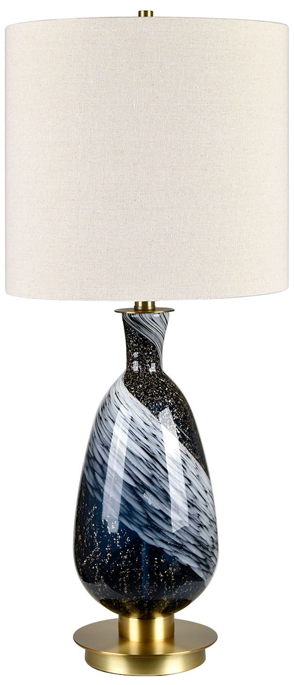 Image 2 29.5" Glass Table Lamp with White Linen more views