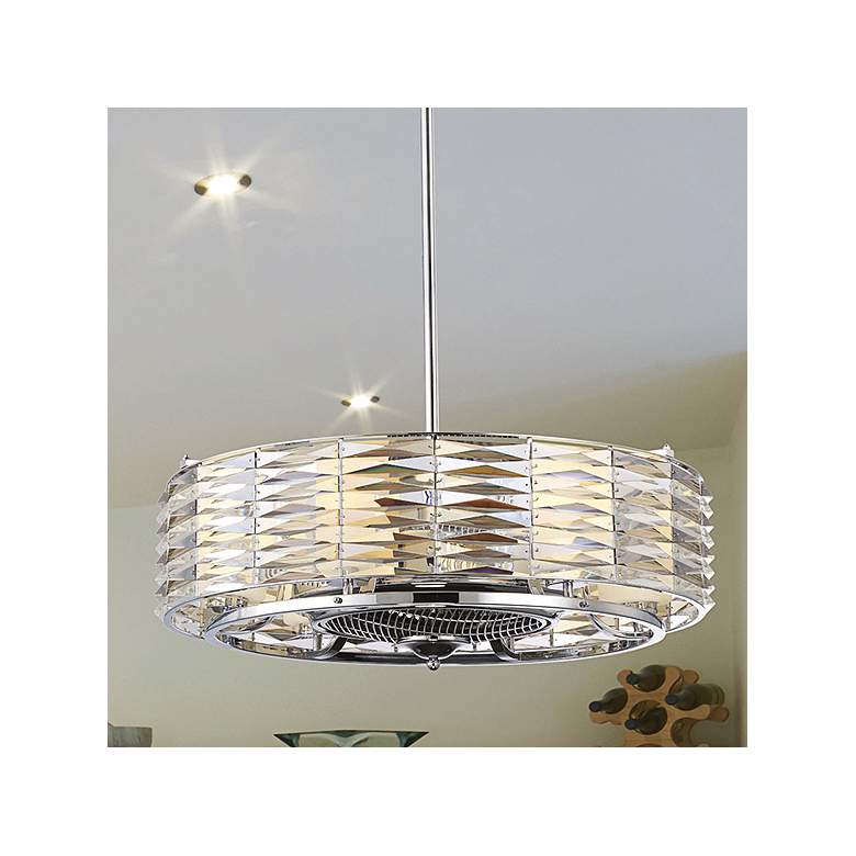 Image 2 29 1/2" Savoy House Taurus Chrome LED Modern Fandelier with Remote