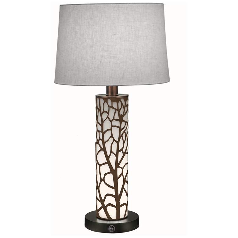 Image 1 29" H Oil Rubbed Bronze Laser Cut Branches & Opal Acrylic Nightlig