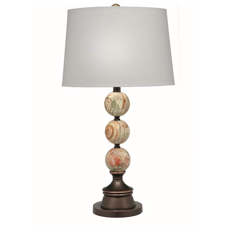 Image 1 29" H Oxidized Bronze & Medium Green Onyx Ball Table Lamp