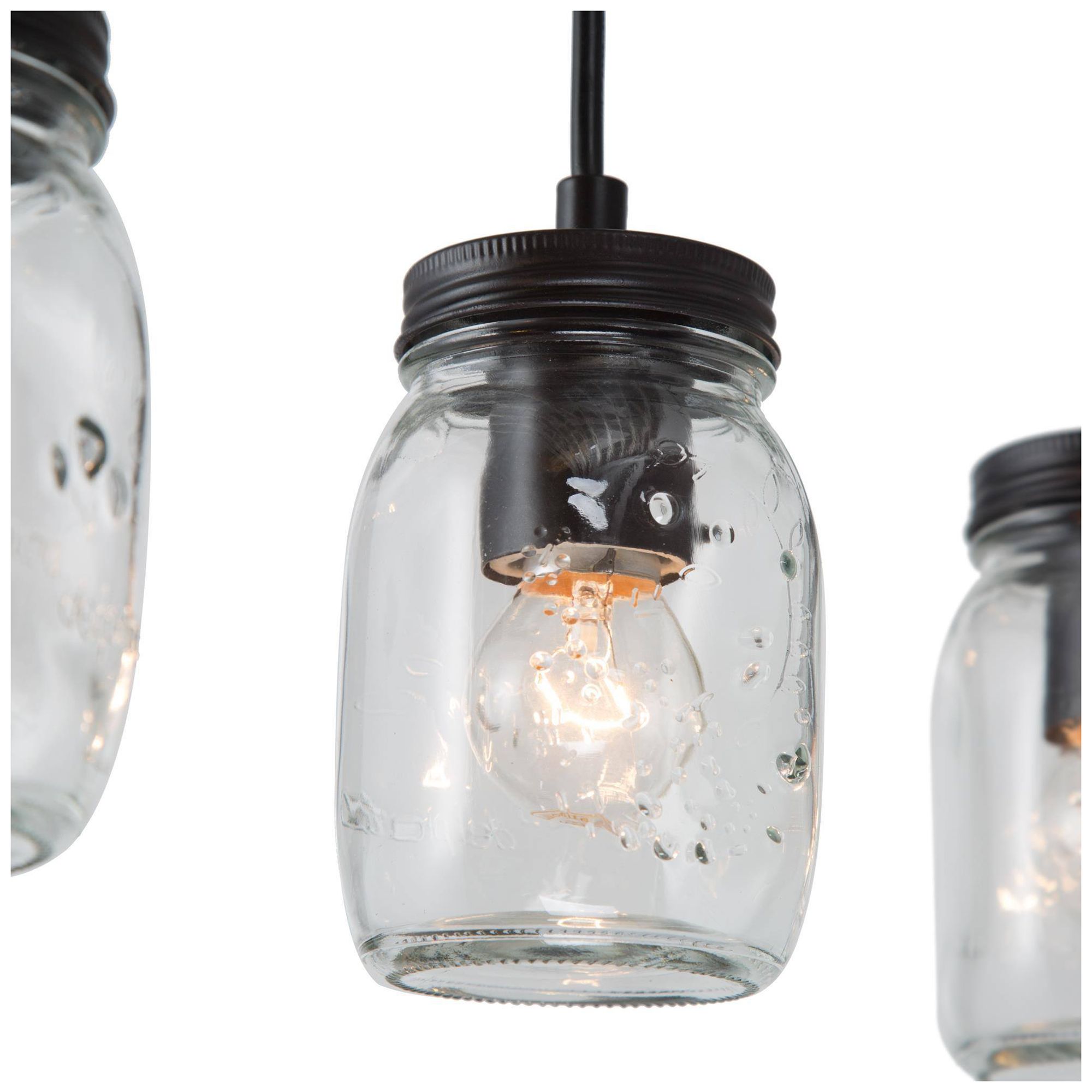 Image 2 29" Wide 5-Light Brown Mason Jar Cluster Island Chandelier more views
