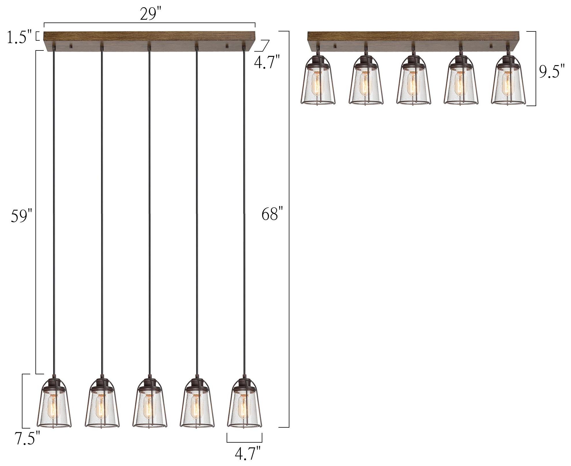 Image 4 29" Wide 5-Light Farmhouse Brown Island Chandelier more views