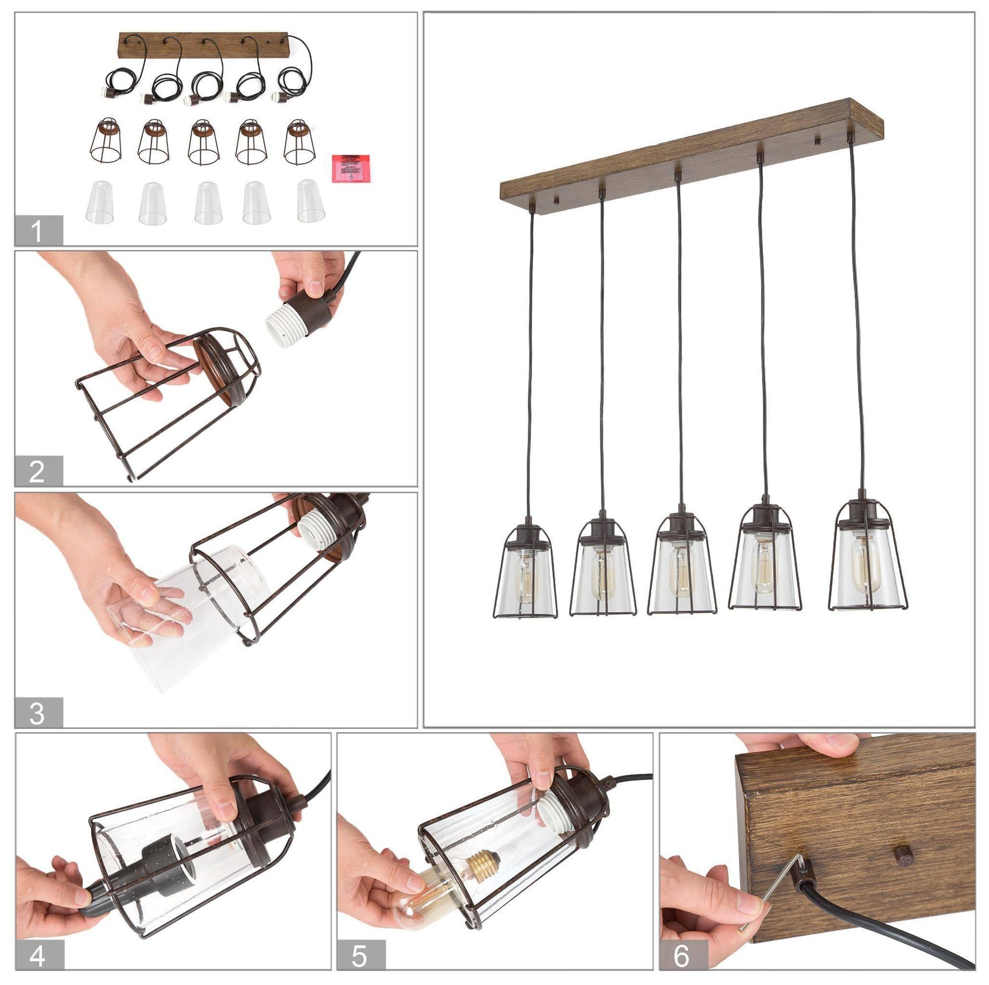 Image 6 29" Wide 5-Light Farmhouse Brown Island Chandelier more views