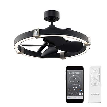 29" Schonbek-Beyond Atomic Black Brushed Nickel LED Smart Crystal Fand