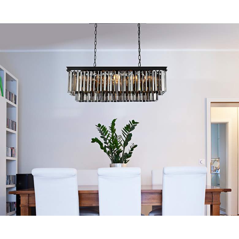 Image 1 Sydney 40" Wide Matte Black 12-Light Linear Chandelier in scene