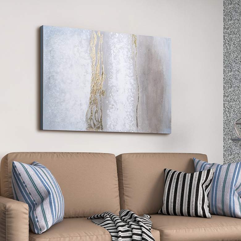 Image 1 Golden Winter 40" High Textured Metallic Canvas Wall Art in scene