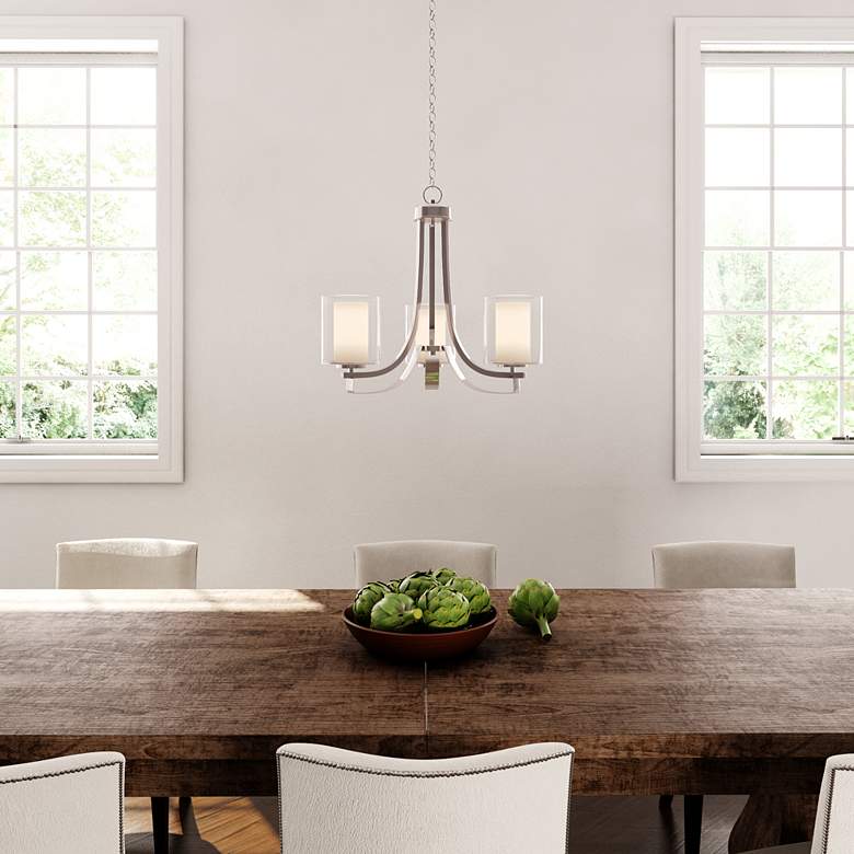 Image 1 Minka Parsons Studio 18" Wide Brushed Nickel 3-Light Chandelier in scene