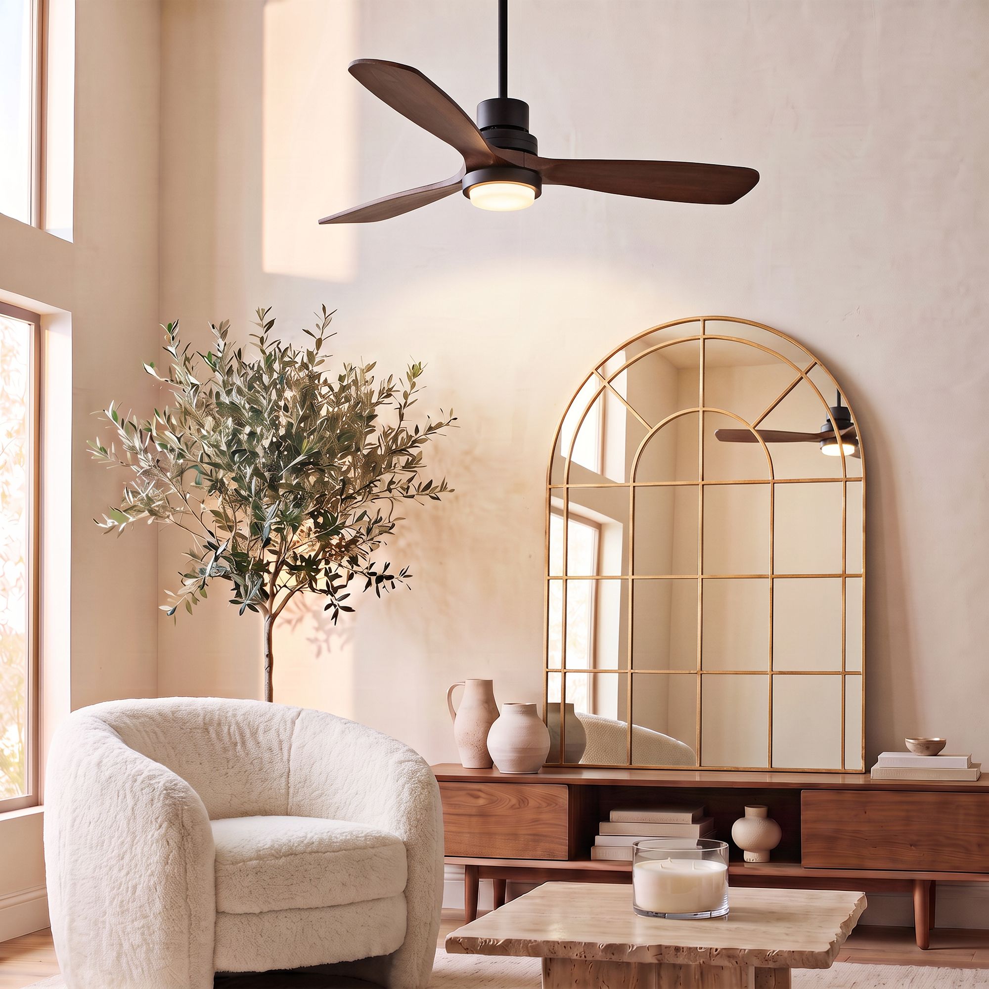 Image 1 52" Casa Delta DC Dark Walnut Outdoor CCT LED Ceiling Fan with Remote in scene
