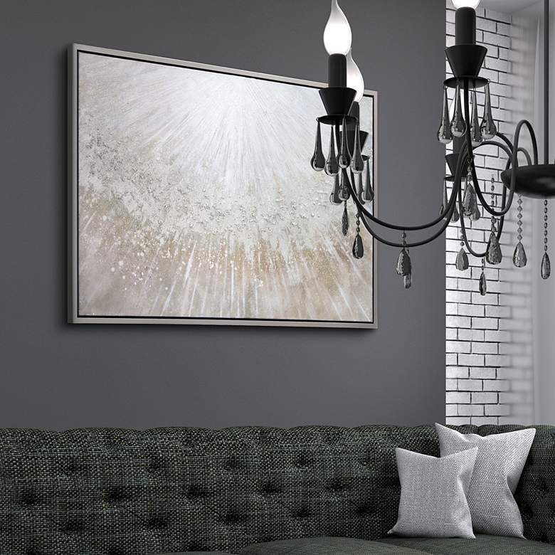 Image 1 Silver 48" Wide Textured Metallic Framed Canvas Wall Art in scene