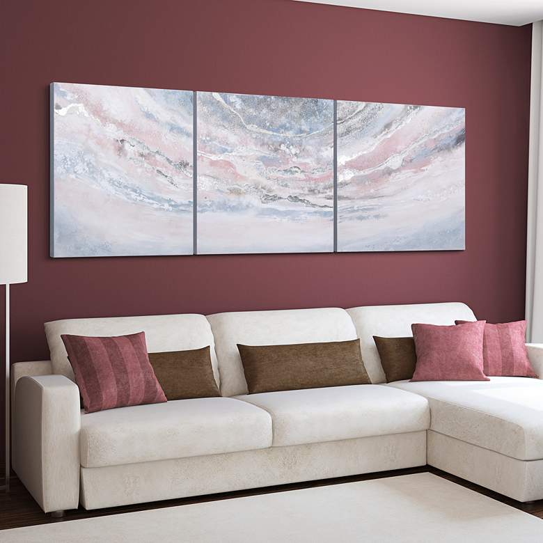 Image 1 Heavens 1 32" Square Textured Metallic 3-Piece Canvas Wall Art in scene