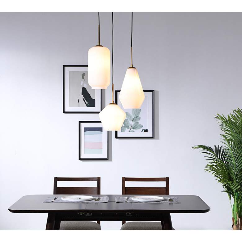 Image 1 Gene 17 1/4" Wide Brass Multi-Light Pendant with White Glass in scene