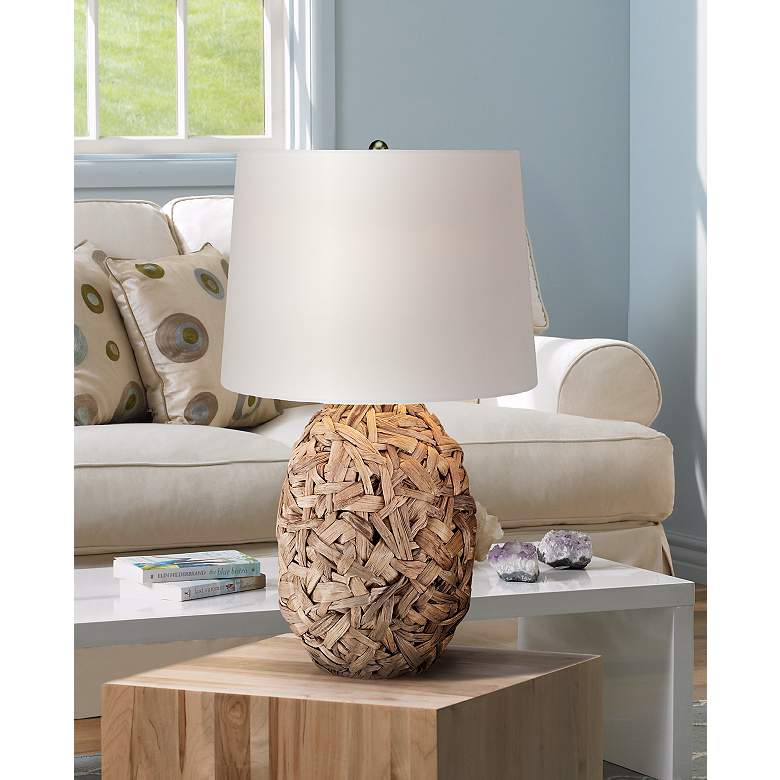 Image 1 Nantucket Natural Seagrass Modern Coastal Table Lamp by 360 Lighting in scene