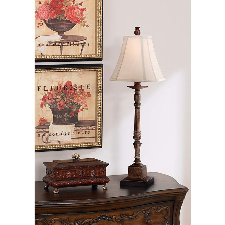 Image 1 Regency Hill Thornewood 35 1/2" Brown Traditional Console Table Lamp in scene