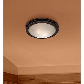 Image1 of Possini Euro Button 16" Wide Bronze and Glass Bowl Ceiling Light in scene