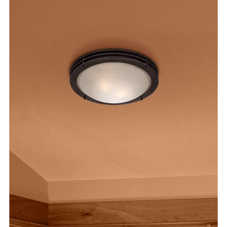 Image 1 Possini Euro Button 16" Wide Bronze and Glass Bowl Ceiling Light in scene