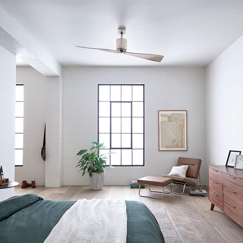 Image 1 60" Kichler Ferron Nickel Indoor 2-Blade Ceiling Fan with Remote in scene