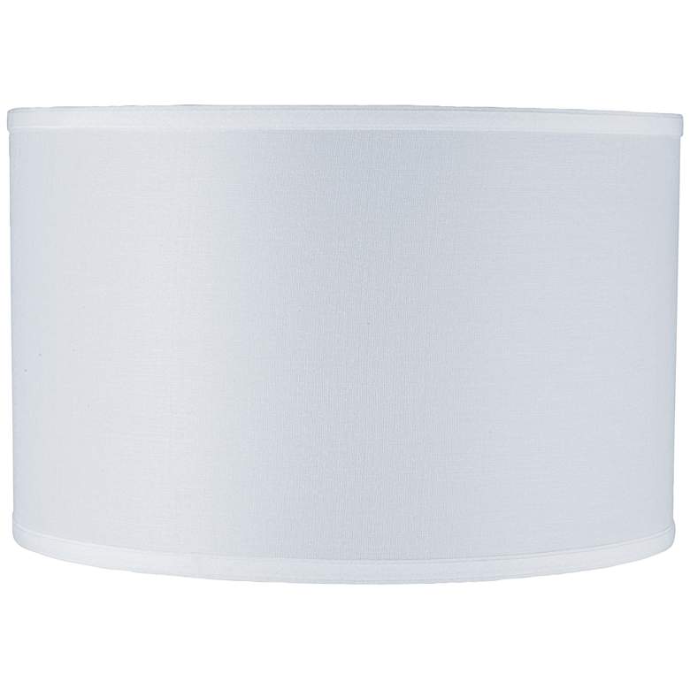 Image 1 2V702 - White Linen Drum Lamp Shade