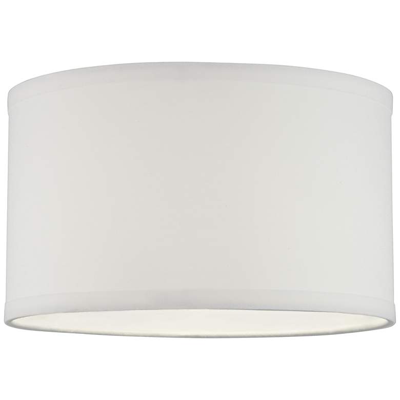 Image 2 2V708 - White Linen Drum Lamp Shade more views