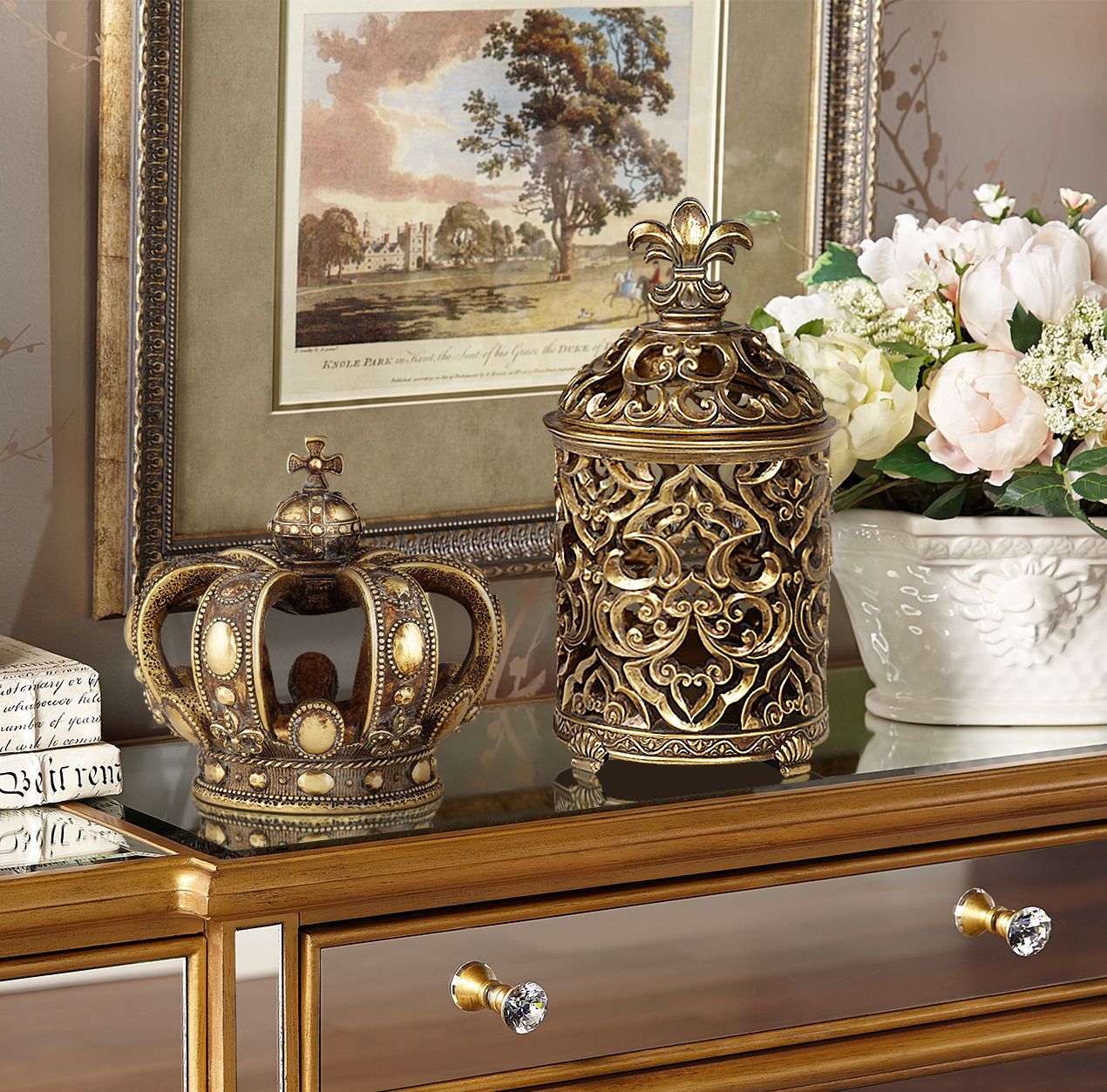 Image 1 Royals Copper and Gold 6 3/4" High Crown Sculpture in scene