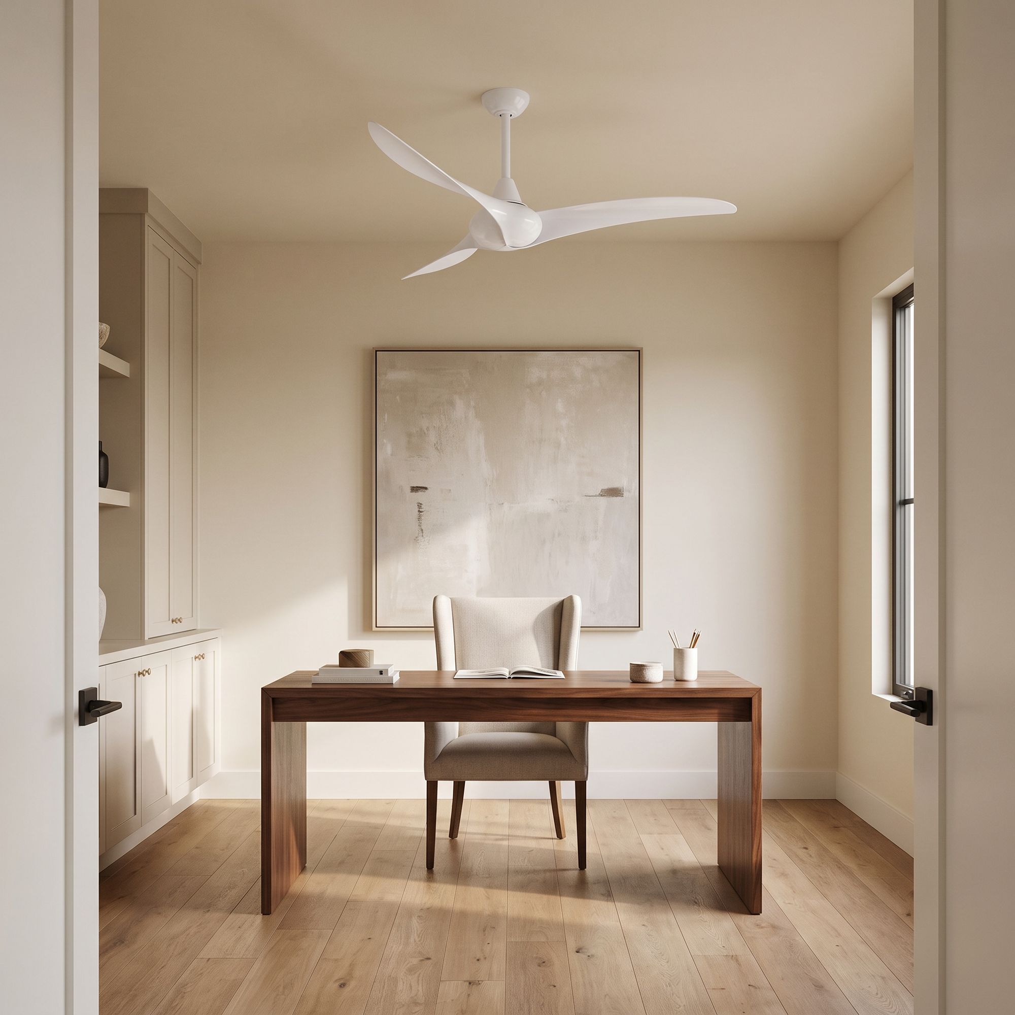 Image 1 Minka Aire Wave 52-inch White 3-Blade Indoor Ceiling Fan with Remote in scene