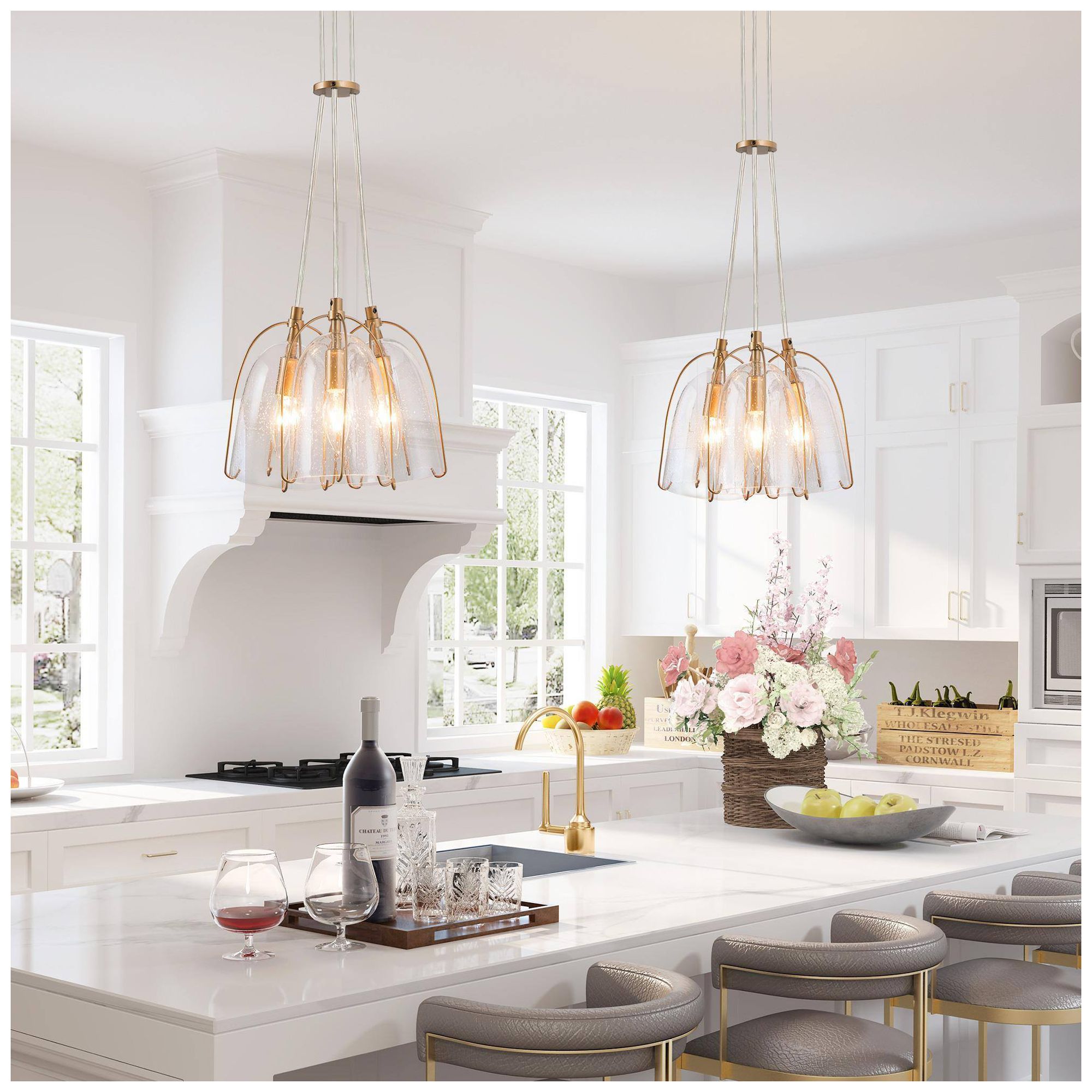 3 10.5"W Bell Dark Gold  Pendant Lights