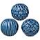 3.9" Blue Patterned Marbleized Ball Accents - Set Of 3