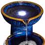 3-Bowl Ceramic Blue Cobalt LED Fountain