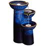 3-Bowl Ceramic Blue Cobalt LED Fountain