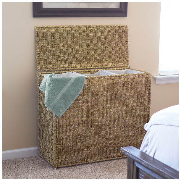 Image 2 3 Compartment Laundry Sorter, Wicker Lau more views