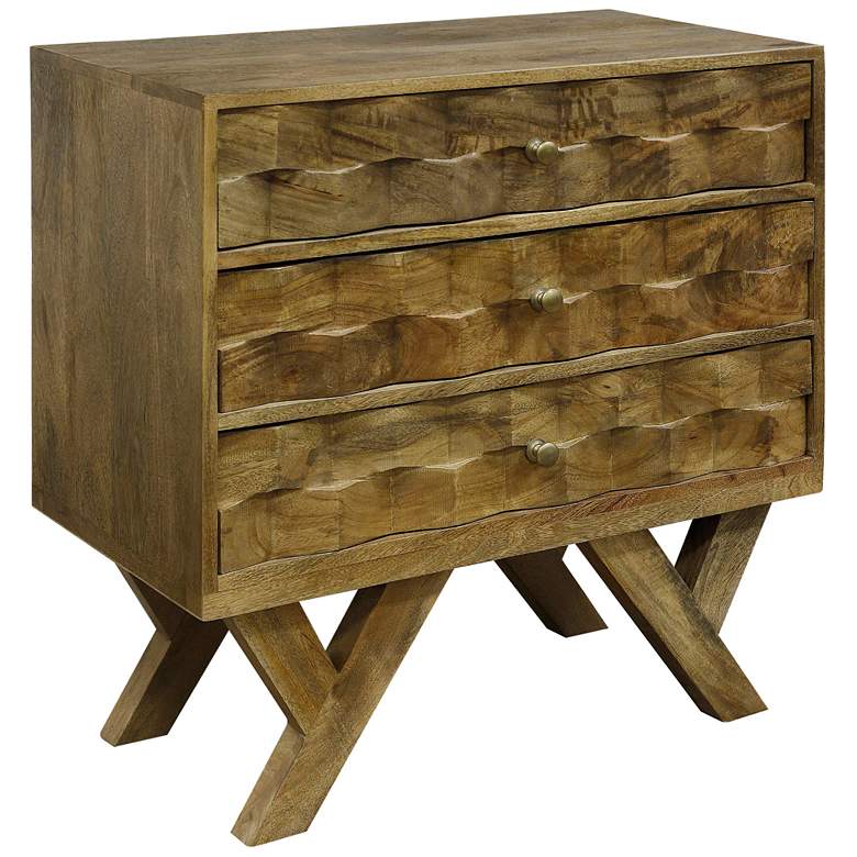 Image 1 3 DRAWER CHEST MADE OF SOLID MANGO WOOD IN HONEY STAIN FINISH