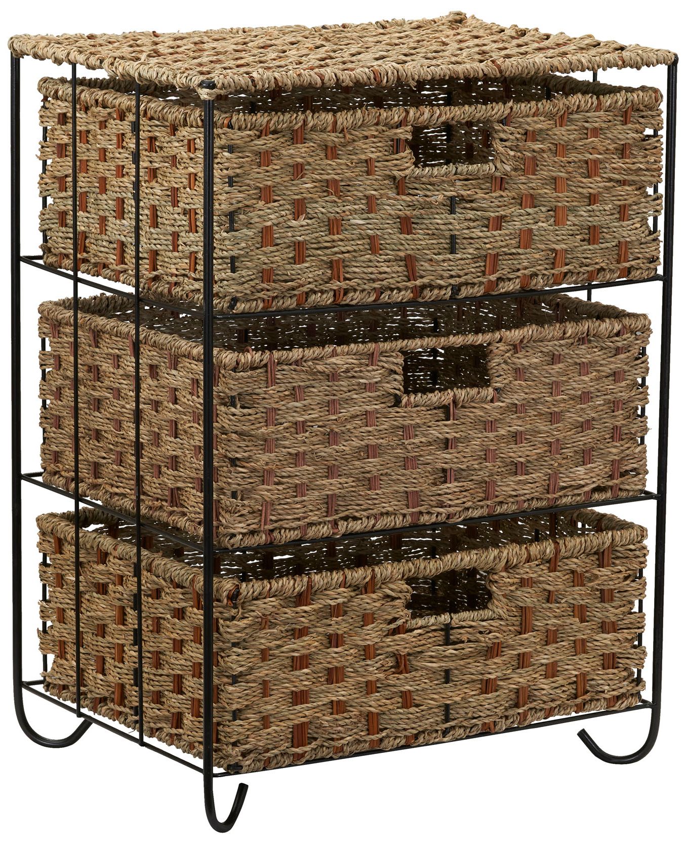 Image 2 3 Drawer Wicker Storage Unit, Handwoven Seagrass, Natural