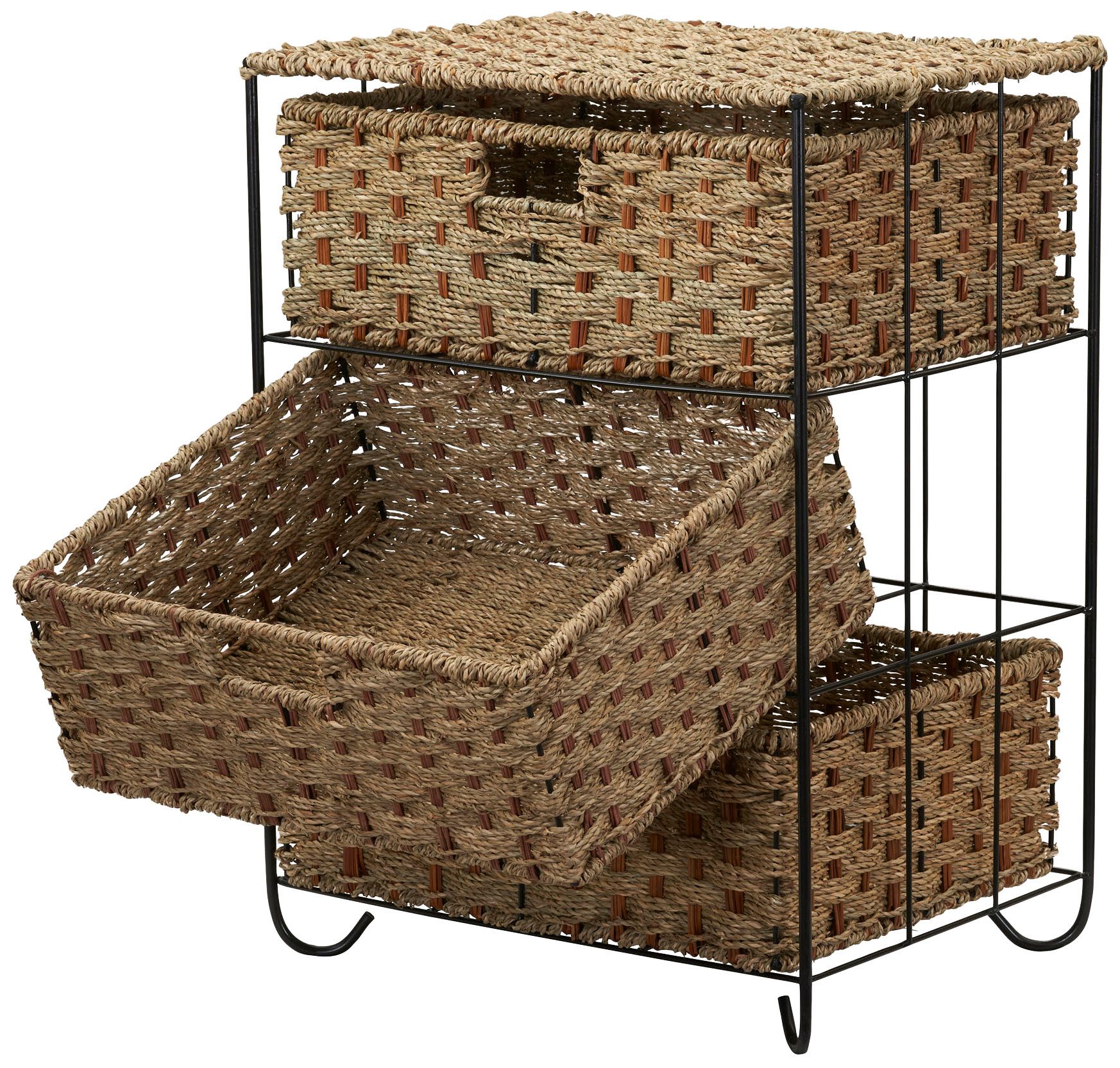 Image 4 3 Drawer Wicker Storage Unit, Handwoven Seagrass, Natural more views