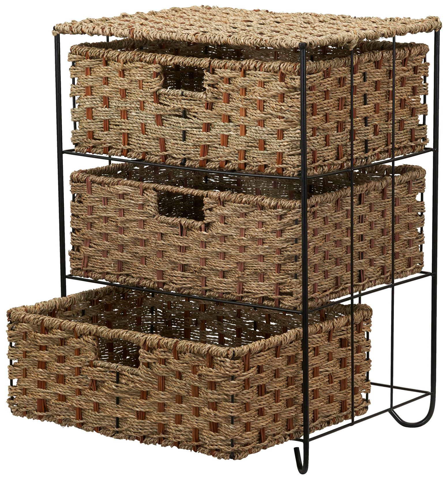 Image 5 3 Drawer Wicker Storage Unit, Handwoven Seagrass, Natural more views