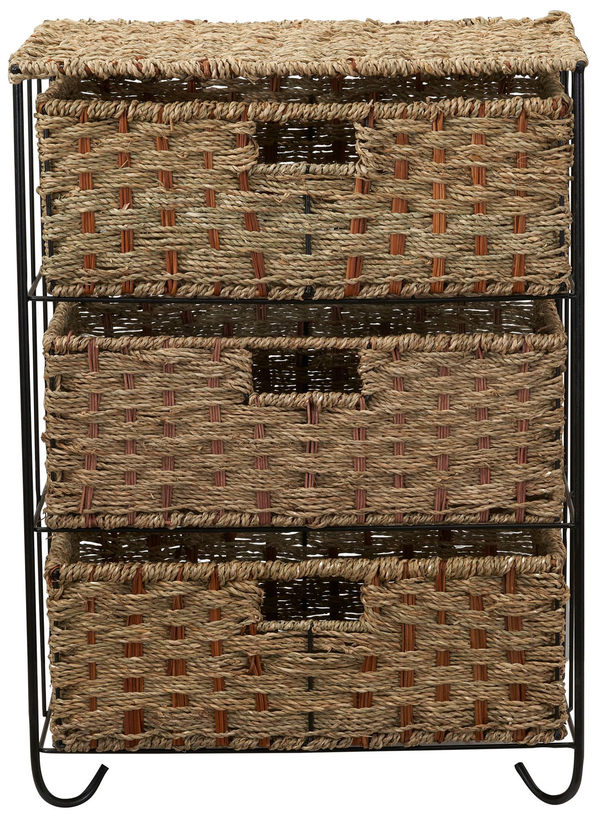 3 Drawer Wicker Storage Unit, Handwoven Seagrass, Natural