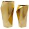 3-Face Gold Metal Decorative Vases Set of 2