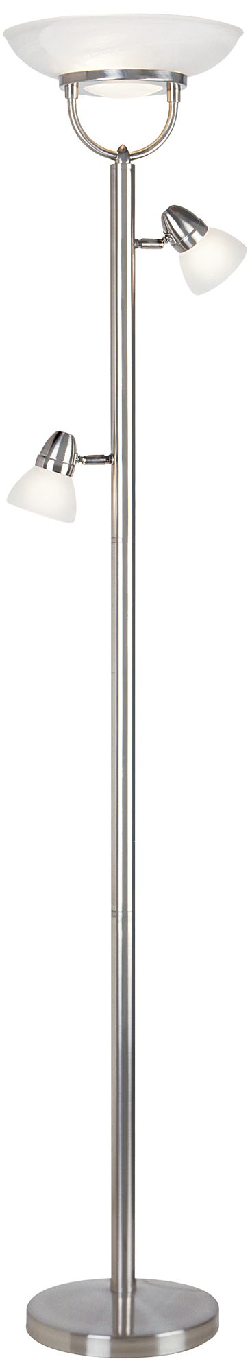 3-in-1 Brushed Nickel Modern Torchiere Floor Lamp - #18028 | Lamps