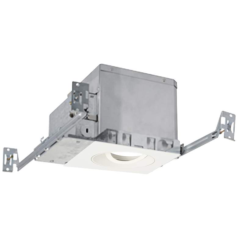 Image 1 3 inch White 750 Lumen LED Adjustable Square Gimbal Recessed Kit