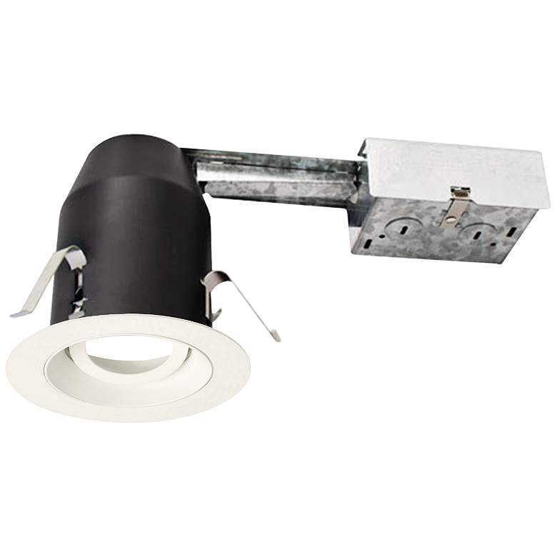 Image 1 3" White 750 Lumen LED Remodel Round Gimbal Recessed Kit