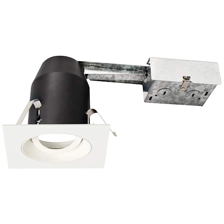 Image 1 3 inch White 750 Lumen LED Remodel Square Gimbal Recessed Kit