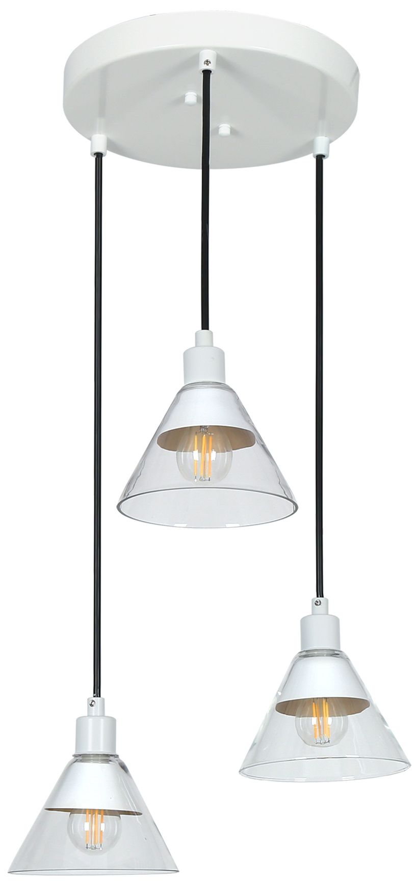 3-Light 12.5"W Cluster White and Plated Brass Chandeliers