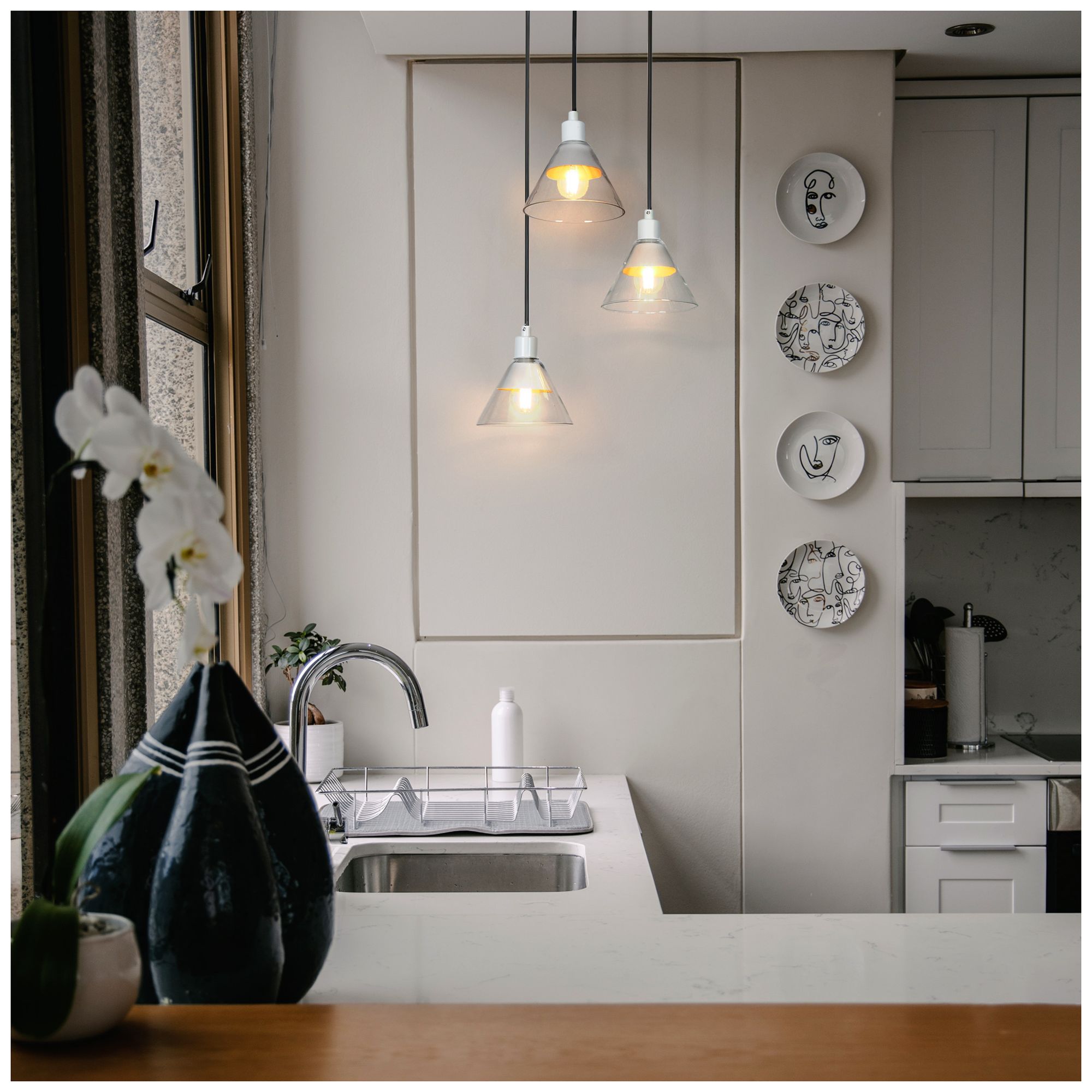 Image 6 3-Light 12.5"W Cluster White and Plated Brass Chandeliers more views