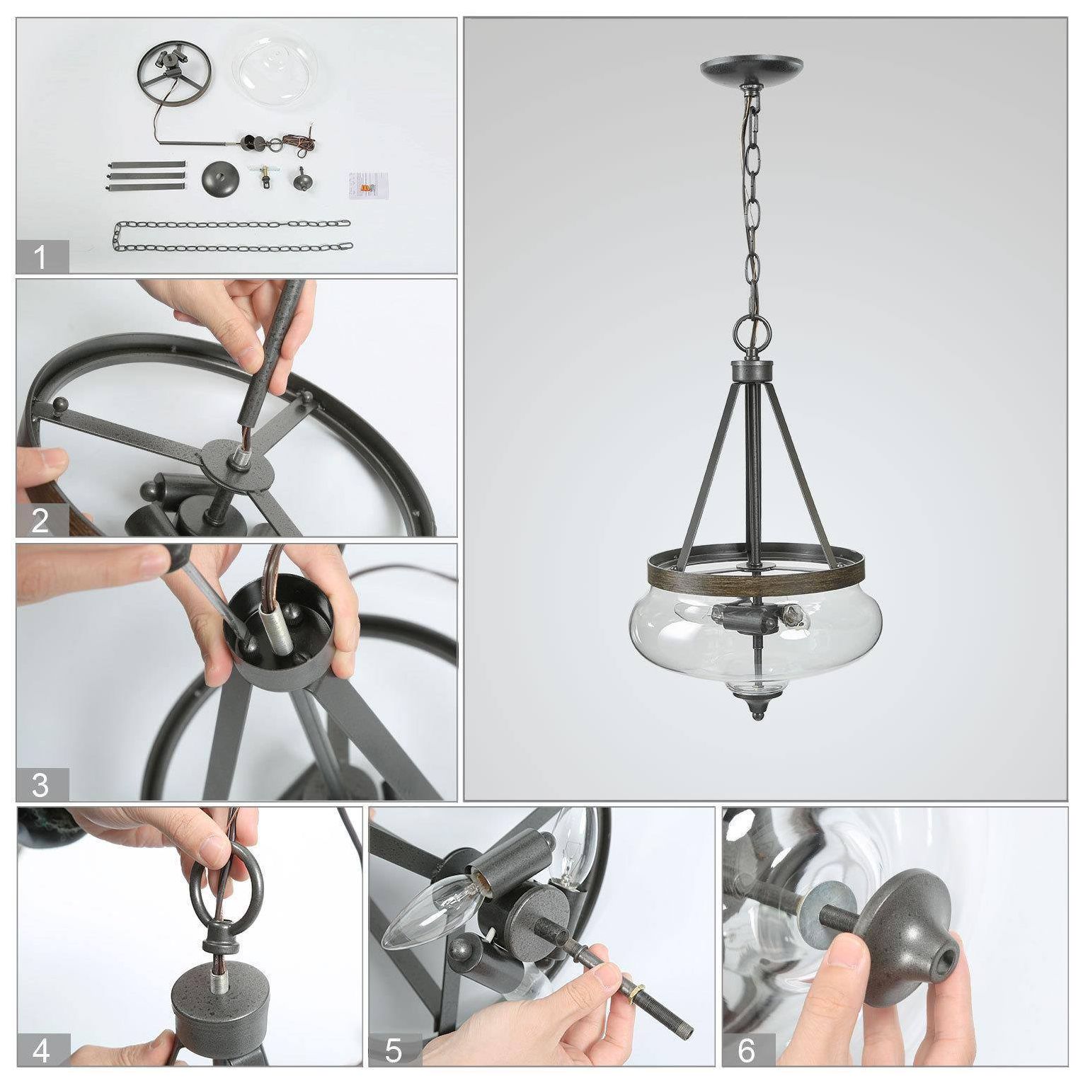 Image 7 3-Light 12.6"W Bowl Rust Bronze Chandeliers more views