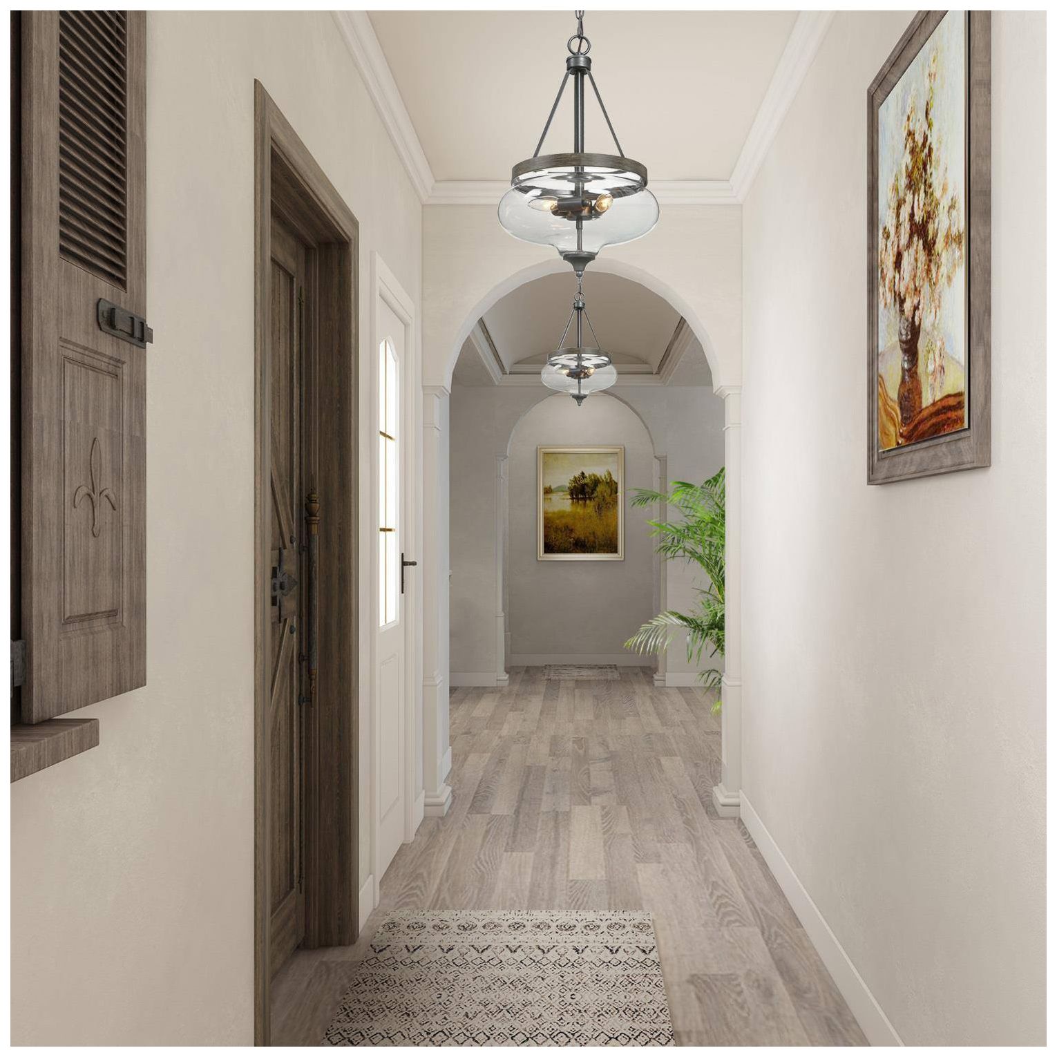 3-Light 12.6"W Bowl Rust Bronze Chandeliers