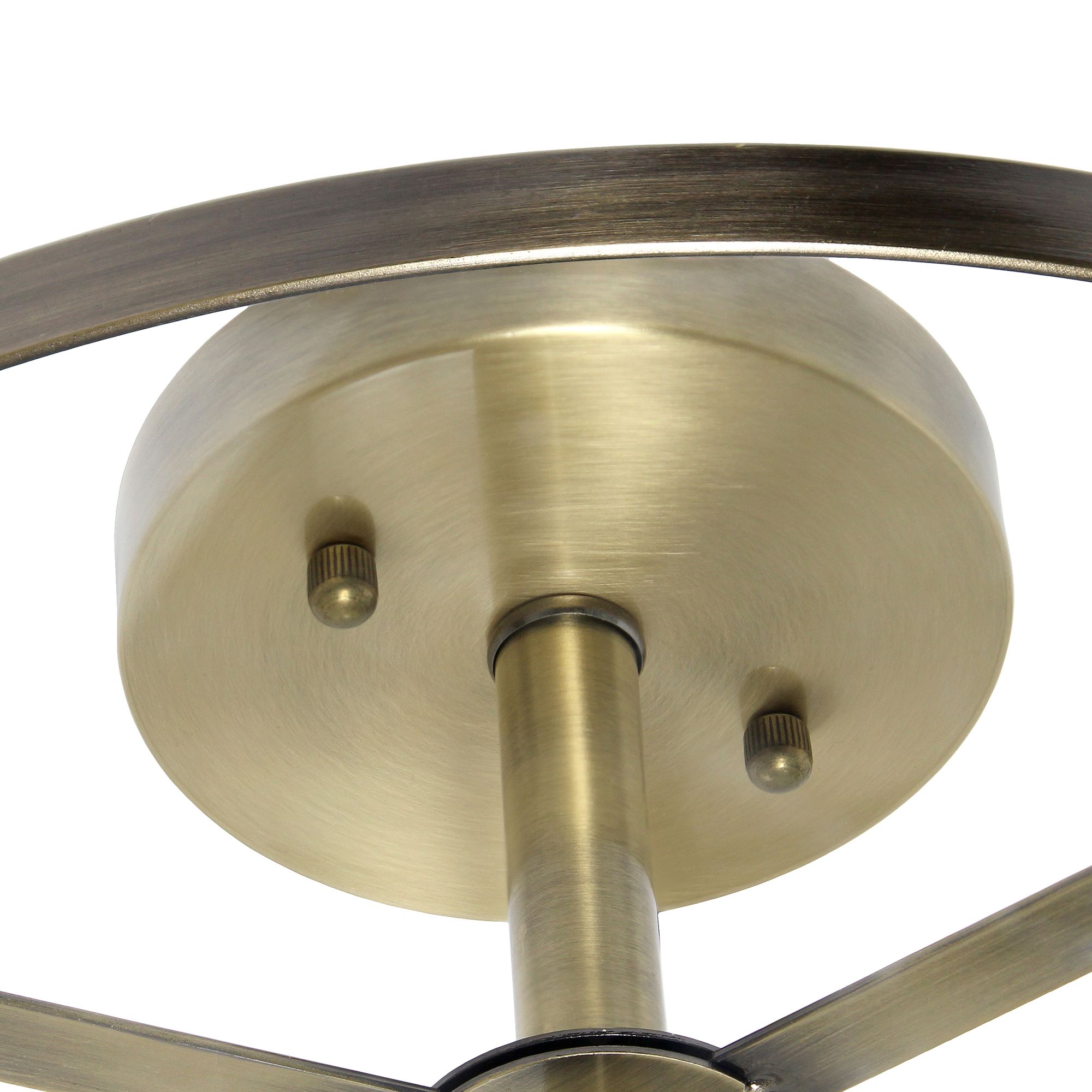 3-Light 13" Glass and Metallic Accented Semi-Flush Mount, Antique Bras in scene