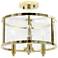 3-Light 13" Glass and Metallic Accented Semi-Flush Mount, Gold