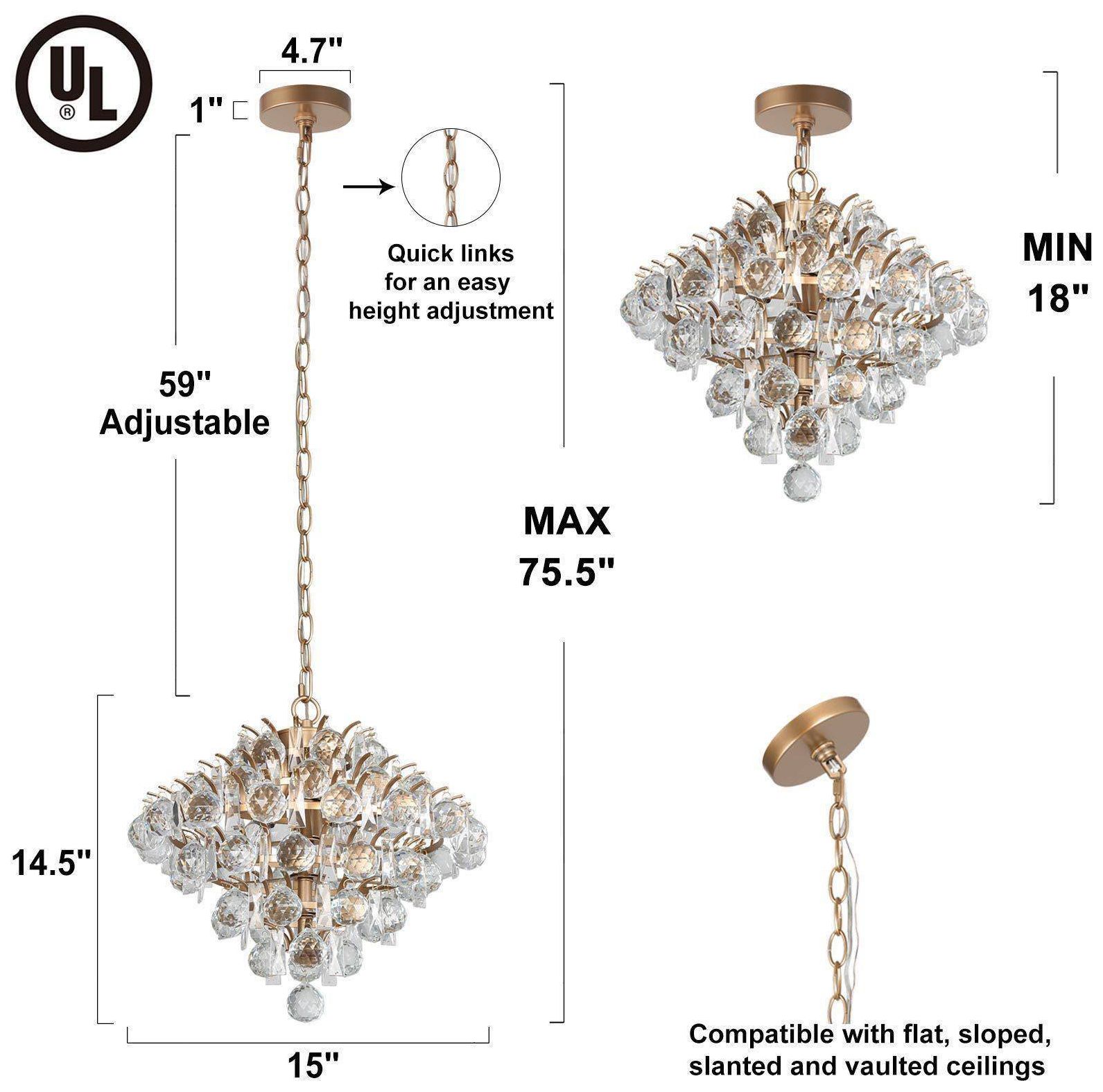 Image 4 3-Light 15.2"W Tiered Gold Chandeliers more views