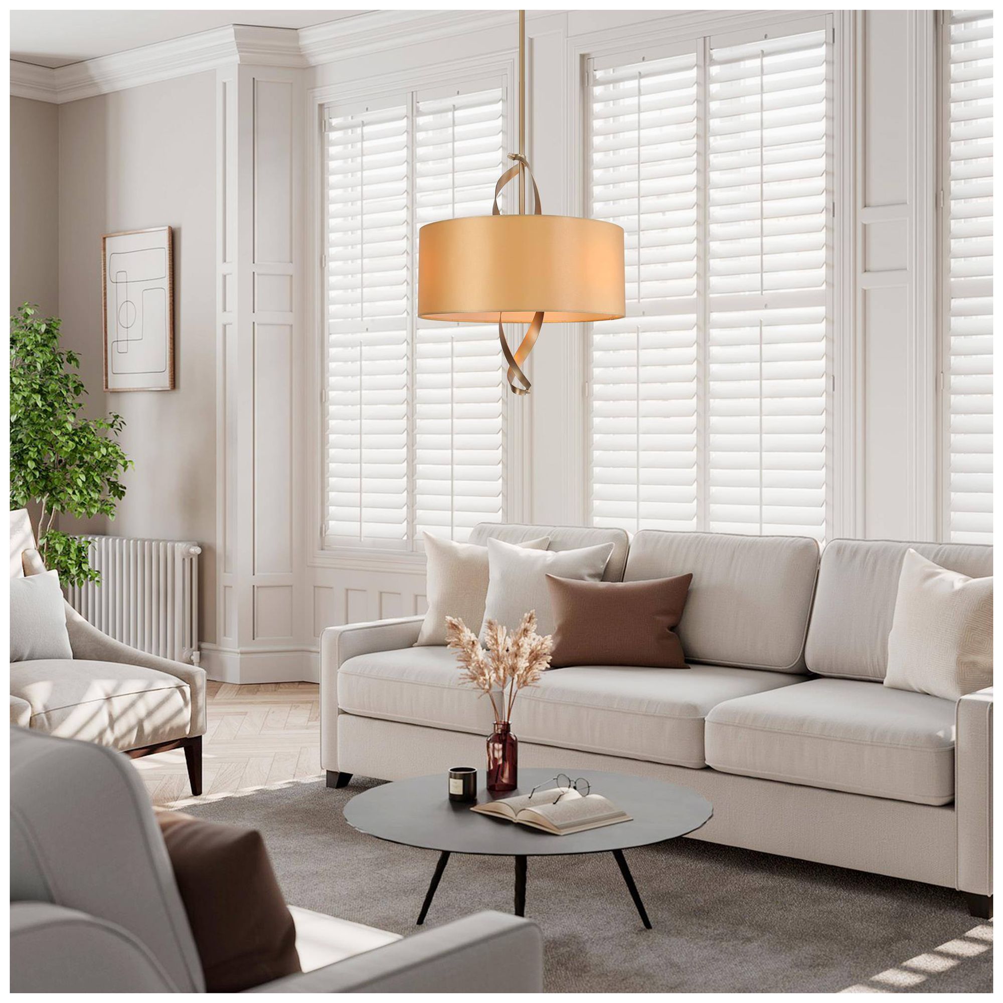 Image 2 3-Light 15.7"W Drum Dark Gold  Chandeliers more views