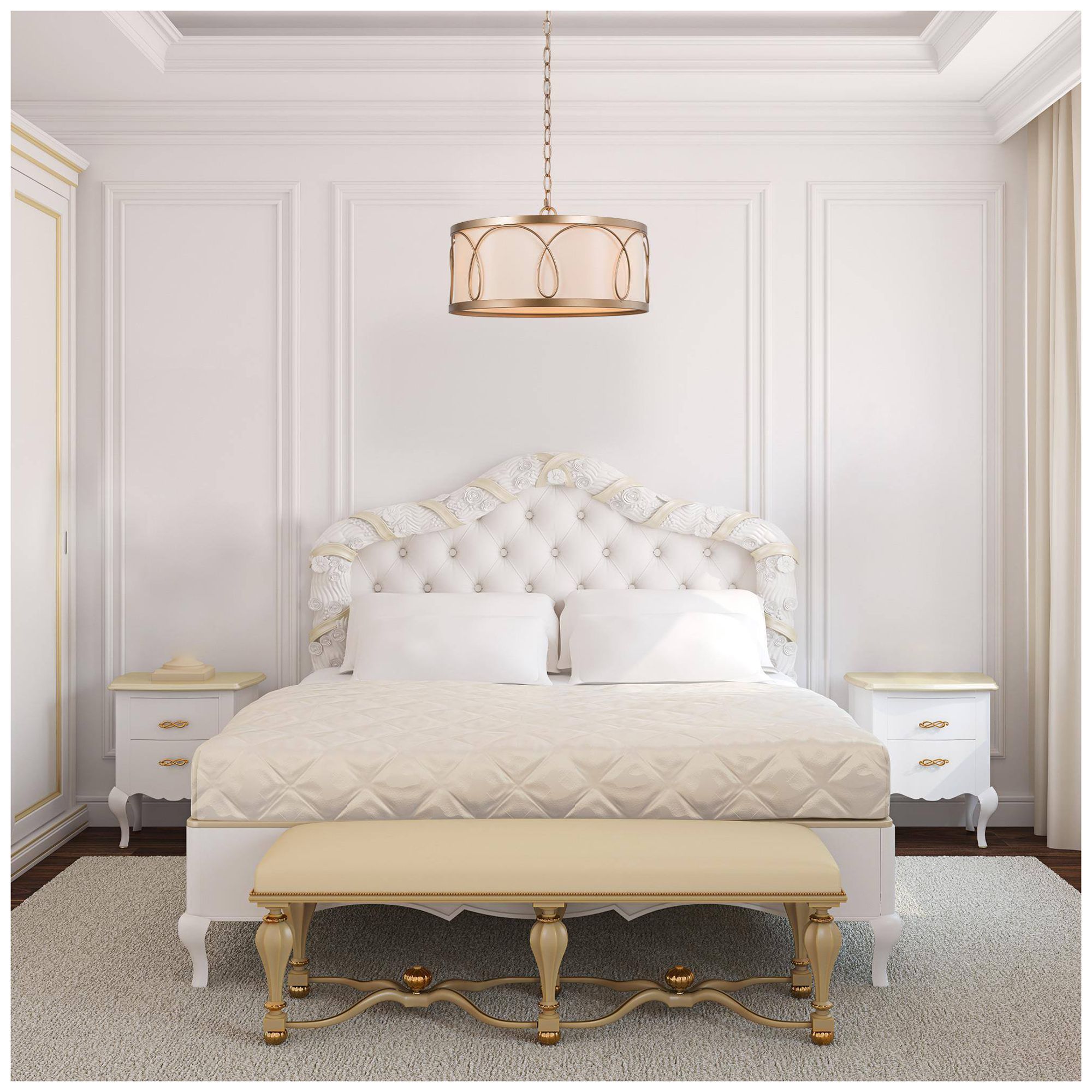 Image 2 3-Light 15.7"W Drum Metallic Gold Chandeliers more views